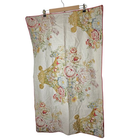 NOBLE EXCELLENCE Cream Gold Red Floral Linen Blend KING Pillow Shams set of 2 - Picture 1 of 6